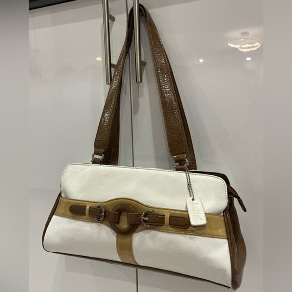 Y2K Italian Design Brown Shoulder Bag Faux Leather Spacious Everyday Handbag - Picture 2 of 12